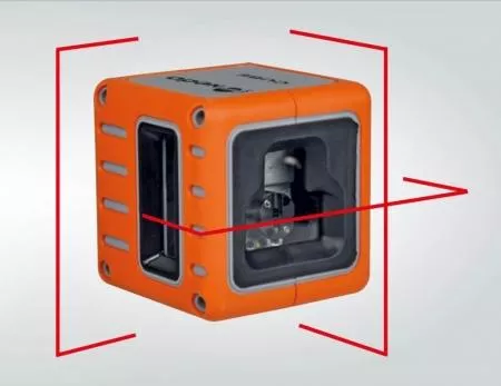 Cube je červený křízový laser s přesností +/- 3mm / 10m a dosahem 25m