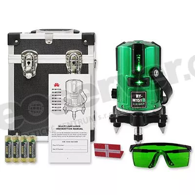 Křížový laser RY-M151G, kompenzátor, zelený paprsek, 360 stupňů, přesnost 1mm