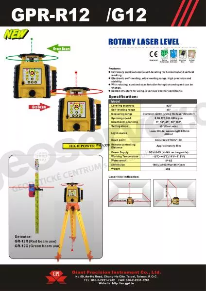 Sklonov laser pro osy X a Y - GPR-R12W