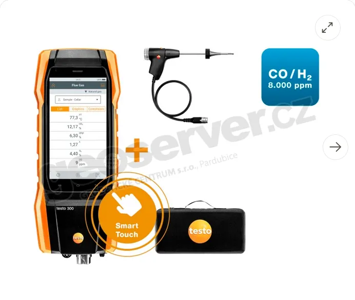 testo 300 NEXT LEVEL kit 2 - Analyzátor spalin (O2, CO s kompenzací H2 až do 8 000 ppm)